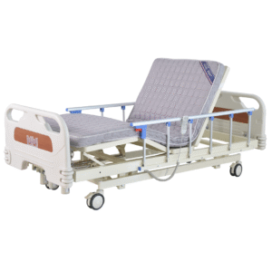 NL150301 BLSE09 3 Function Electric Hospital Bed with Stainless Steel Rails and Independent Locking Casters