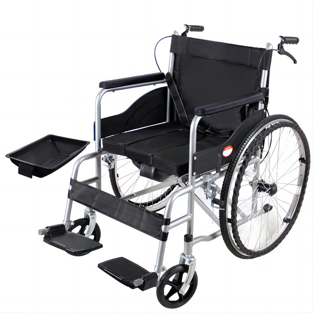 NL190301D-2 Functional Commode Wheelchair PVC Armrests - 2