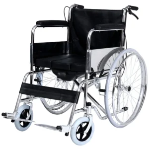 NL190301D-7 Premium Leather Commode Wheelchair With Dual Brakes