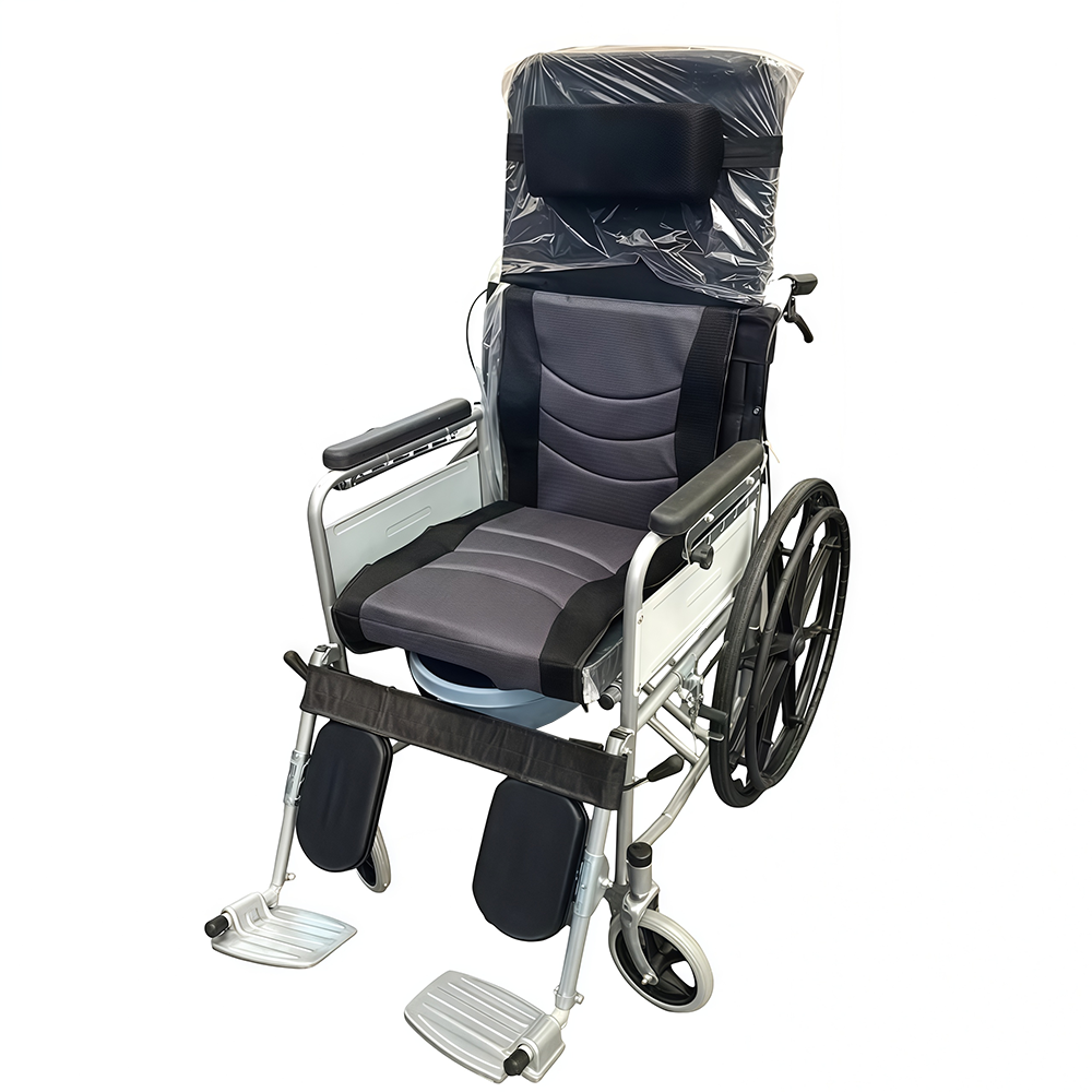 Custom High Back Reclining Commode Hemiplegic Wheelchair