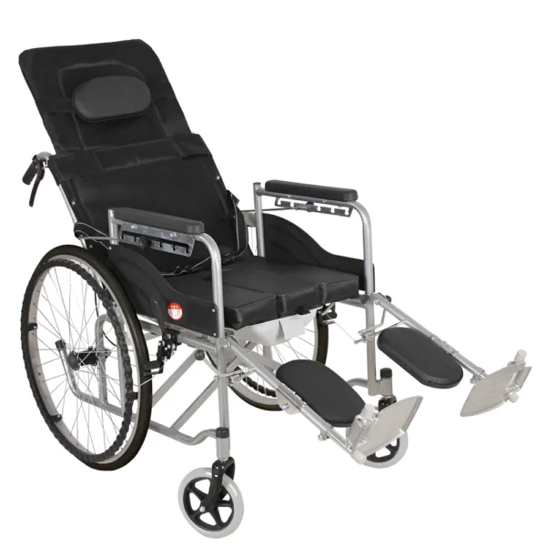 NL190301E 5 Fully Reclining Commode Wheelchair With Adjustable Legrests