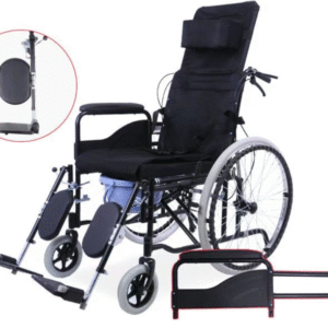 NL190301E-6 Premium Reclining Commode Wheelchair Baking Paint Finish