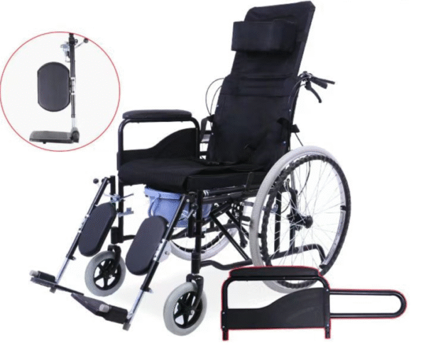 NL190301E 6 Premium Reclining Commode Wheelchair Baking Paint Finish