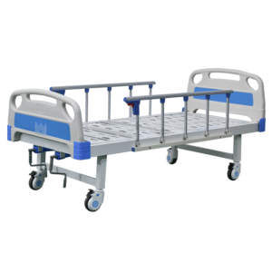 NL150302-BLSM05A 2-Function Manual Hospital Bed with Foldable Aluminum Rails and Silent Locking Casters