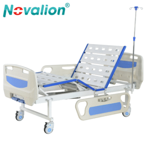 NL150302-BLSM05E 2-Function Manual Hospital Bed with Hydraulic ABS Rails and Adjustable Cranks