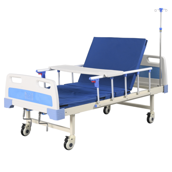 NL150302 BLSM05G 2 Function Manual Hospital Bed with Aluminum Rails and Stainless Steel Foldable Cranks