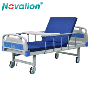 NL150302-BLSM09A 1-Function Manual Hospital Bed with Single Crank and Foldable Aluminum Rails