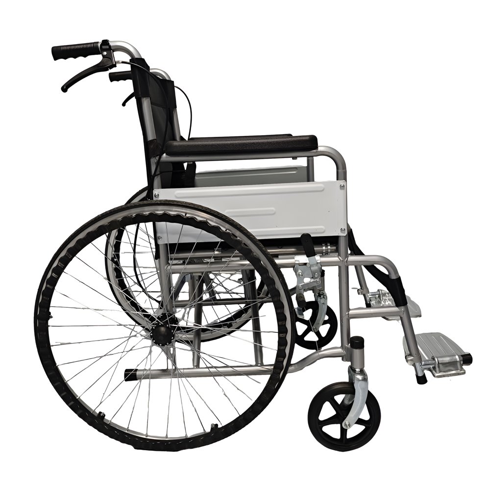 NL190301A-3 Heavy Duty Carbon Steel Standard Wheelchairs PVC Armrests's Side View