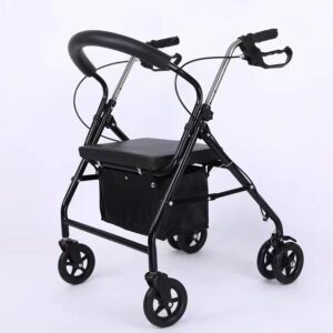 NL190302A 17 Foldable Black Rollator with Parcel Basket For Daily Use