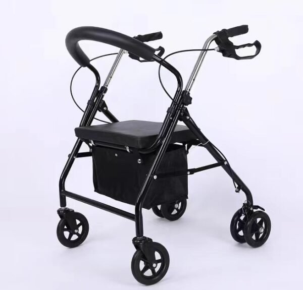 NL190302A 17 Foldable Black Rollator with Parcel Basket For Daily Use