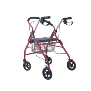 NL190302A 20 Red Steel Rollator Non Slip Design for Daily Mobility Aid