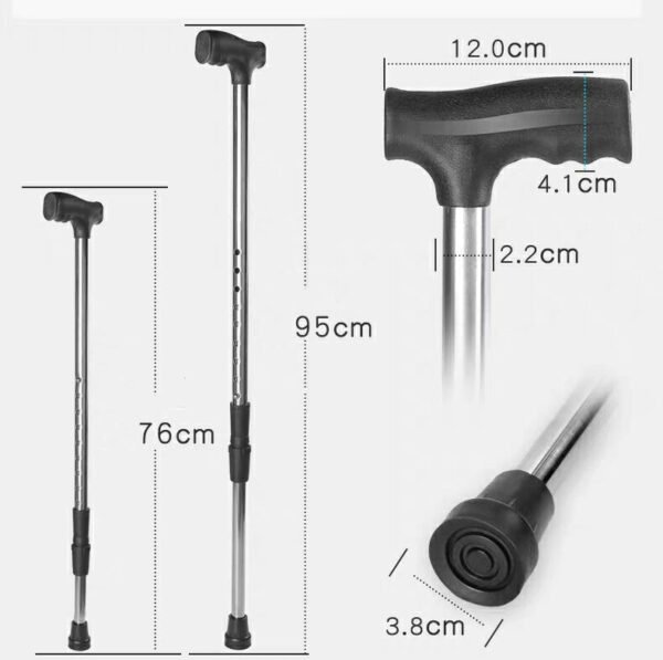 NL190302SA 1 4 Height Adjustable Stainless Steel Cane for Seniors Non Slip Lightweight Wear Resistant Handrail