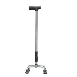 NL190302SA 3 Four Leg Stainless Steel Cane Non Slip Four Corner Base Height Adjustable