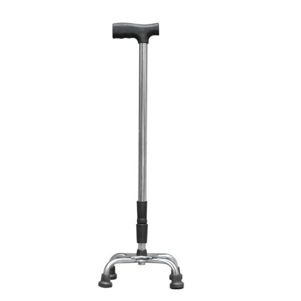 NL190302SA 3 Four Leg Stainless Steel Cane Non Slip Four Corner Base Height Adjustable