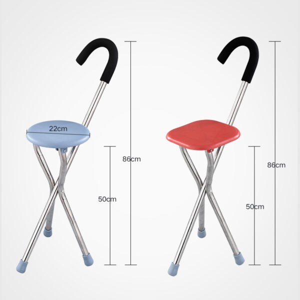 NL190302SC 1 1 Stainless Steel Walking Stick Chair ABS Seat 260kg Load Foldable