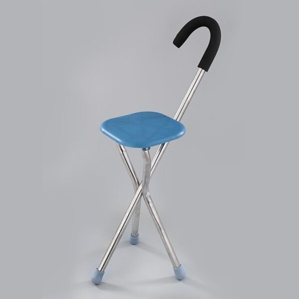 NL190302SC 1 4 Stainless Steel Walking Stick Chair ABS Seat 260kg Load Foldable