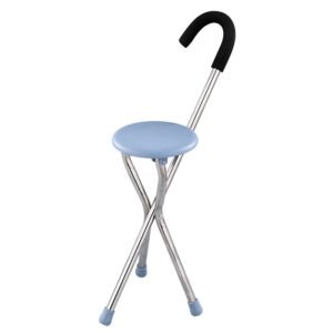 NL190302SC 1 Stainless Steel Walking Stick Chair ABS Seat 260kg Load Foldable