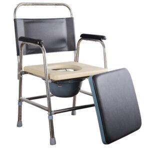 NL190303A-15 Tall Black Stainless Steel Commode Chair