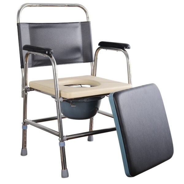 NL190303A 15 Tall Black Stainless Steel Commode Chair