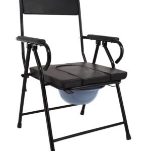 NL190303A-7 Black Carbon Steel Commode Chair with Leather Seat