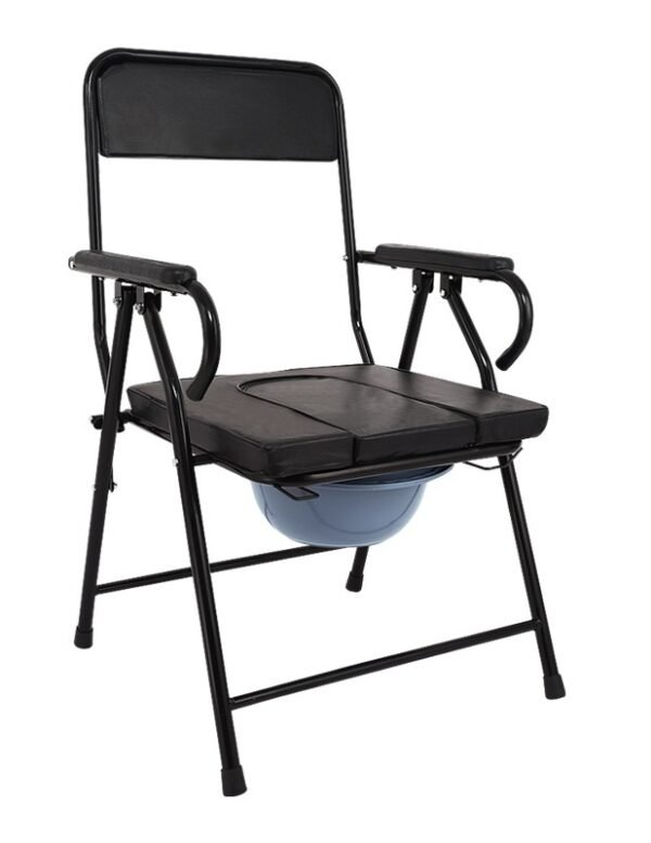 NL190303A 7 Black Carbon Steel Commode Chair with Leather Seat