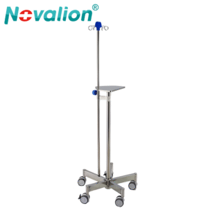NL2301-SSYJ07 Stainless Steel Infusion Stand with 2 Hooks 5 Wheels and Pump Disc