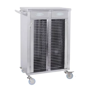 NL230101-SSBL02 Two Columns Integral Welded Stainless Steel Medical Record Trolley 40-100 Layers