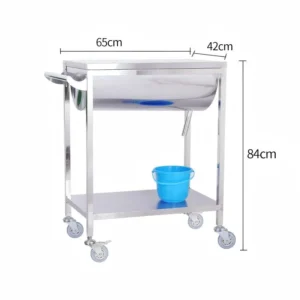 NL230101-SSQC02 Integral Welded Stainless Steel 2-Layer Debridement Trolley 2 Dirt Basins