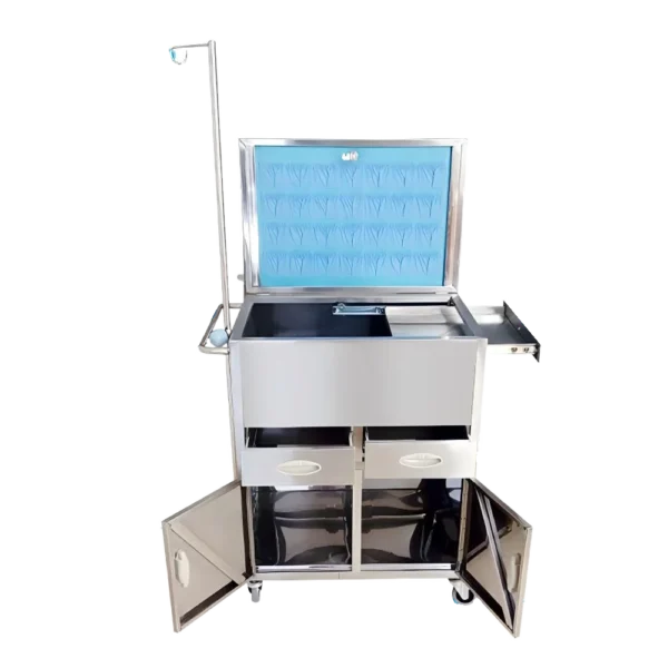 NL230101 SSQJ03 Stainless Steel Rescue Trolley With 2 Drawers And 2 Doors