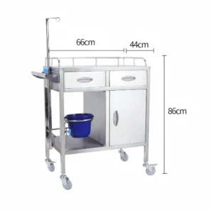 NL230101-SSQJ05 Integral Welded Stainless Steel Rescue Trolley 2 Drawers 1 Door 1 Dirt Bin