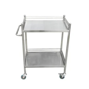 NL230101-SSQX08 Integral Welded Stainless Steel 2-Layer Instrument Trolley No Drawer Dirt Basin