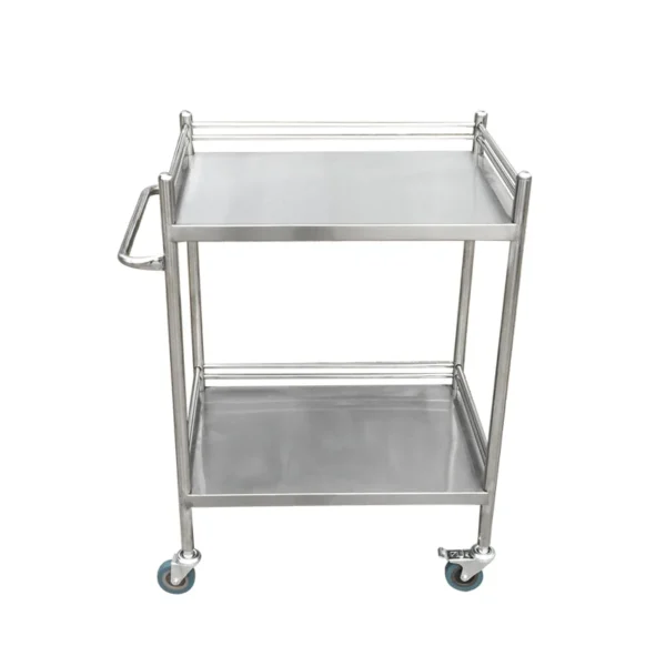 NL230101 SSQX08 Integral Welded Stainless Steel 2 Layer Instrument Trolley No Drawer Dirt Basin