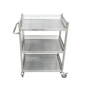 NL230101 SSQX11 Integral Welded Stainless Steel 3 Layer Instrument Trolley No Drawer Dirt Basin