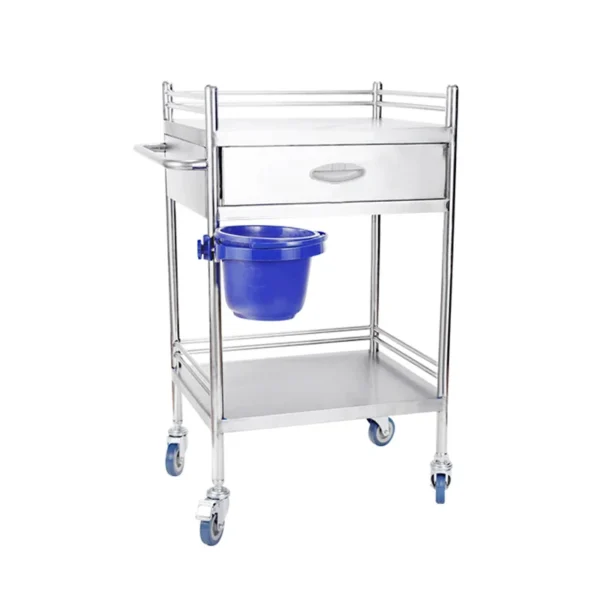 NL230101 SSQX14 Integral Welded Stainless Steel 2 Layer Instrument Trolley 1 Drawer 1 Dirt Basin
