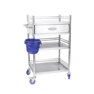 NL230101 SSQX15 Integral Welded Stainless Steel 3 Layer Instrument Trolley 1 Drawer 1 Dirt Basin
