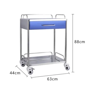 NL230101-SSQX16 Integral Welded Stainless Steel 2-Layer Instrument Trolley 1 Drawer
