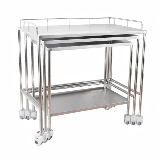 NL230101 SSQX19 Integral Welded Stainless Steel 2 Layer Instrument Trolley No Drawer Dirt Basin