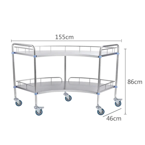 NL230101 SSSS01 Assembled Stainless Steel 2 Layer Operating Table Trolley
