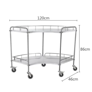 NL230101-SSSS02 Integral Welded Stainless Steel 2-Layer Operating Table Trolley