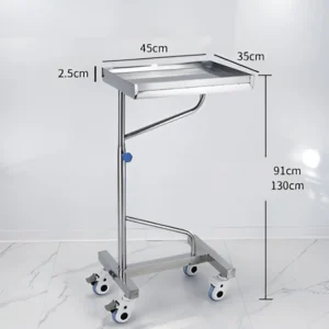NL230101-SSTP07 Dual Tray Option Stainless Steel Mayo Trolley for Flexible Medical Storage