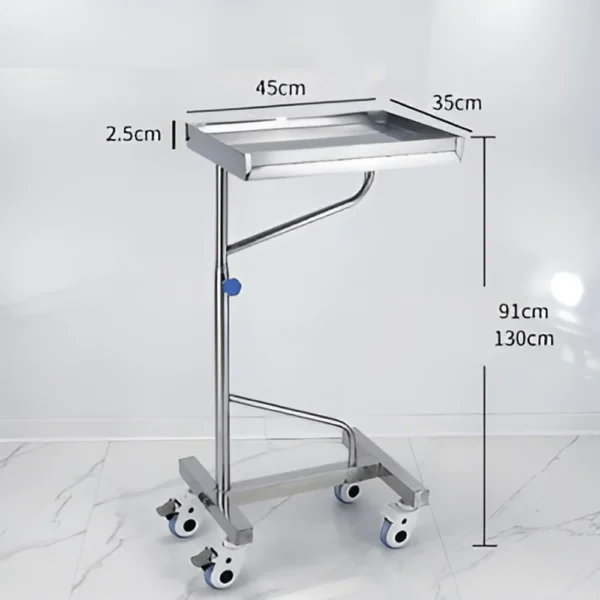 NL230101 SSTP07 Dual Tray Option Stainless Steel Mayo Trolley for Flexible Medical Storage