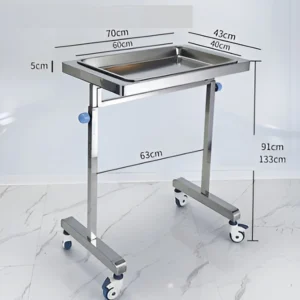 NL230101 SSTP10 Mid Sized Stainless Steel Mayo Trolley with Large Tray for Balanced Medical Use