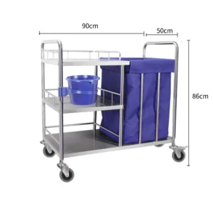 NL230101-SSWW04 Assembled 201/304 Stainless Steel Dirt Trolley, 90x50x86cm